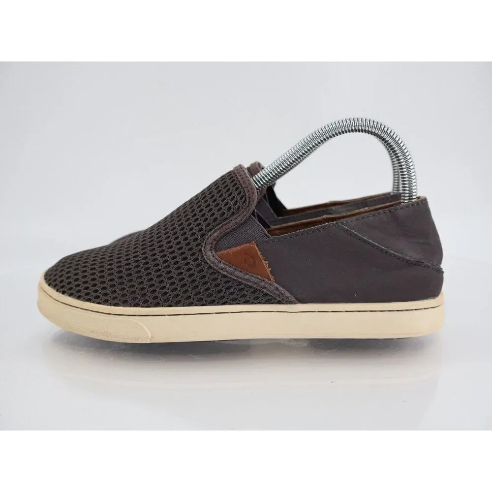 OluKai Women's Pehuea Shoe Size 7.5 Slip On Loafer Flats Gray Mesh Convertible